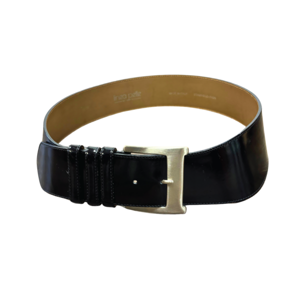 Women Black  Waistband Wide Linea Pelle belt size l