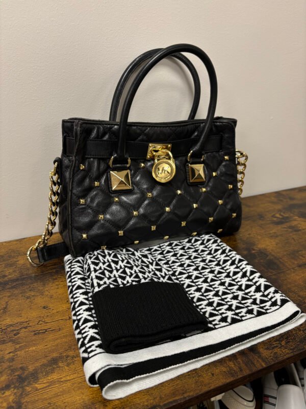 MICHAEL Michael Kors Black Leather Large Studded Hamilton North South Tote