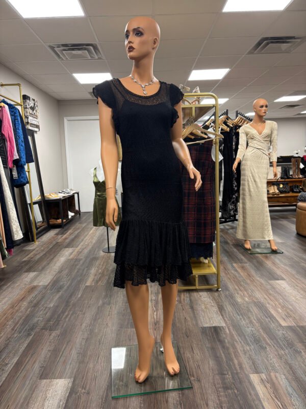 Polo Black Lace Chiffon Flutter Sleeve Cocktail Dress size L