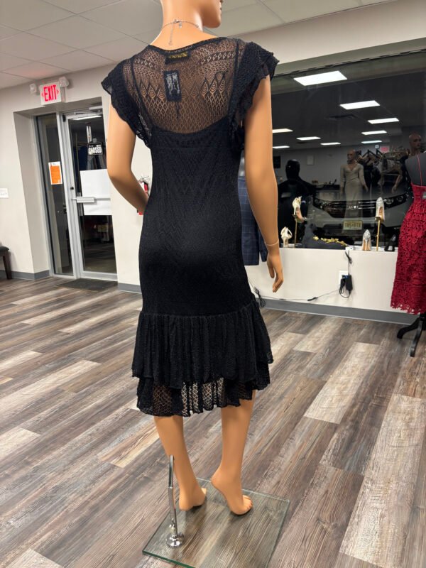 Polo Black Lace Chiffon Flutter Sleeve Cocktail Dress size L - Image 2