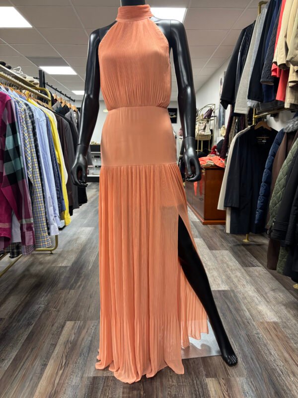 Veronica Beard Lilliana Pleated Halter Maxi Dress in Bright Coral Size 2