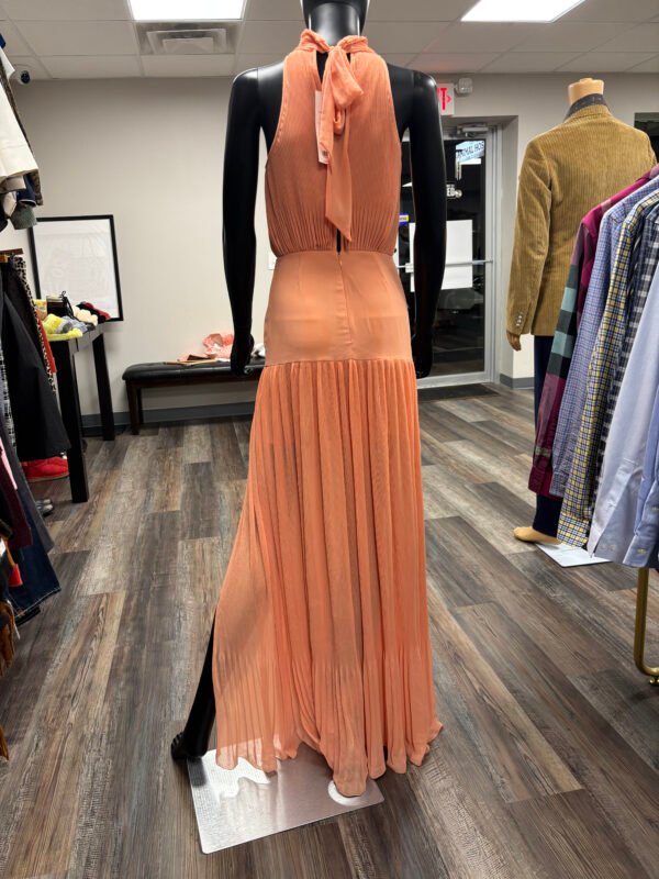 Veronica Beard Lilliana Pleated Halter Maxi Dress in Bright Coral Size 2 - Image 3