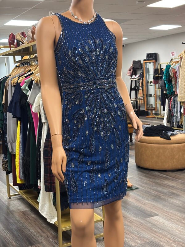 Navy Blue Gatsby Sequin Beaded Dress