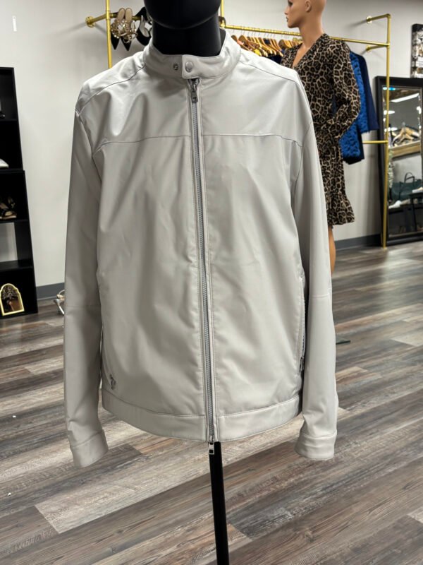 Beige Concealed Hood Bomber Jacket