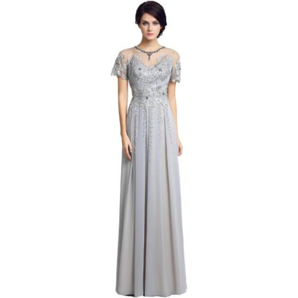 Adrianna Papell Beaded Long Gown Blue Heather Size 12P – Elegant Formal Evening Dress for Weddings, Parties & Special Occasions